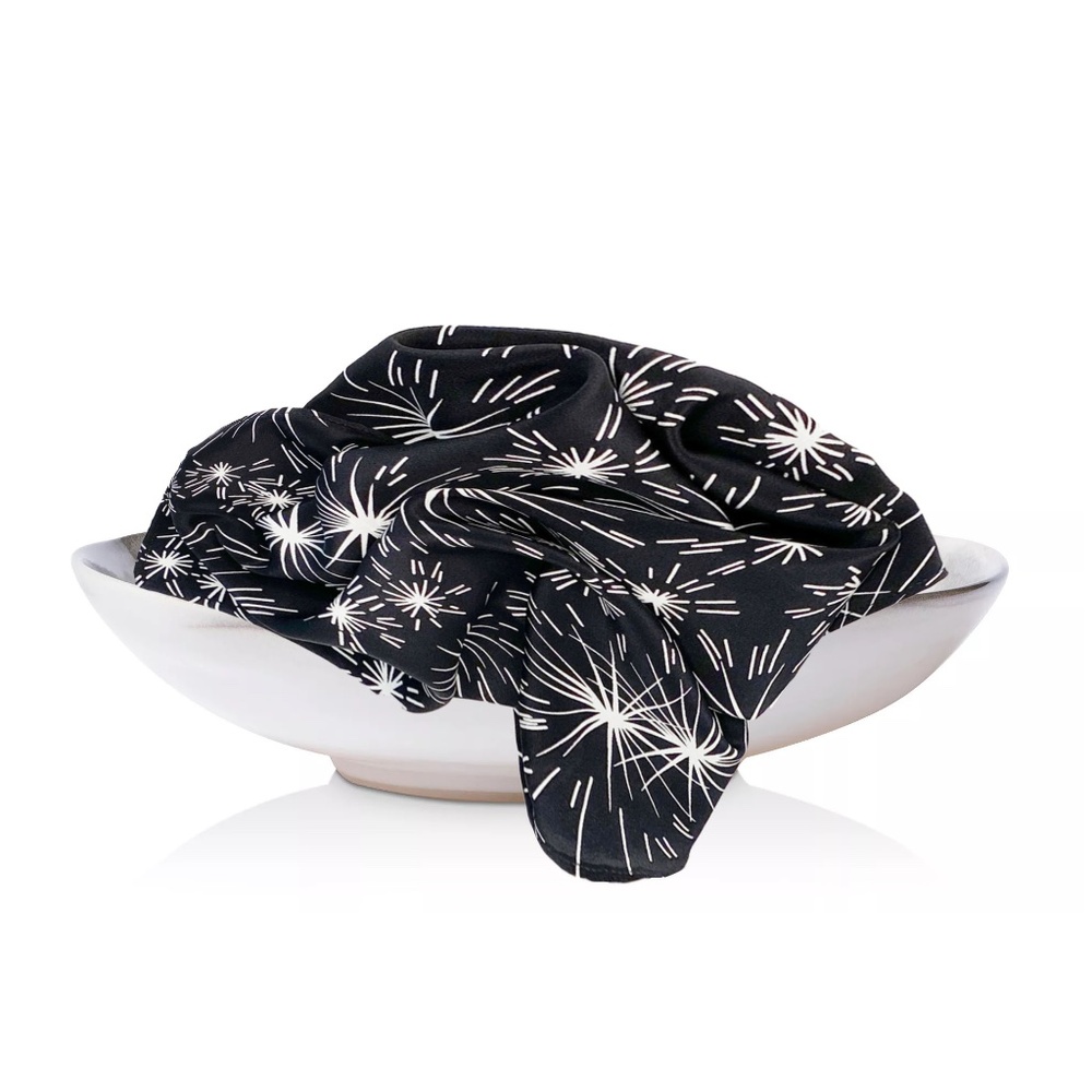 NWT SILKLETTE Illuminations 100% Fine Silk Kerchief Scarf BLACK/WHITE